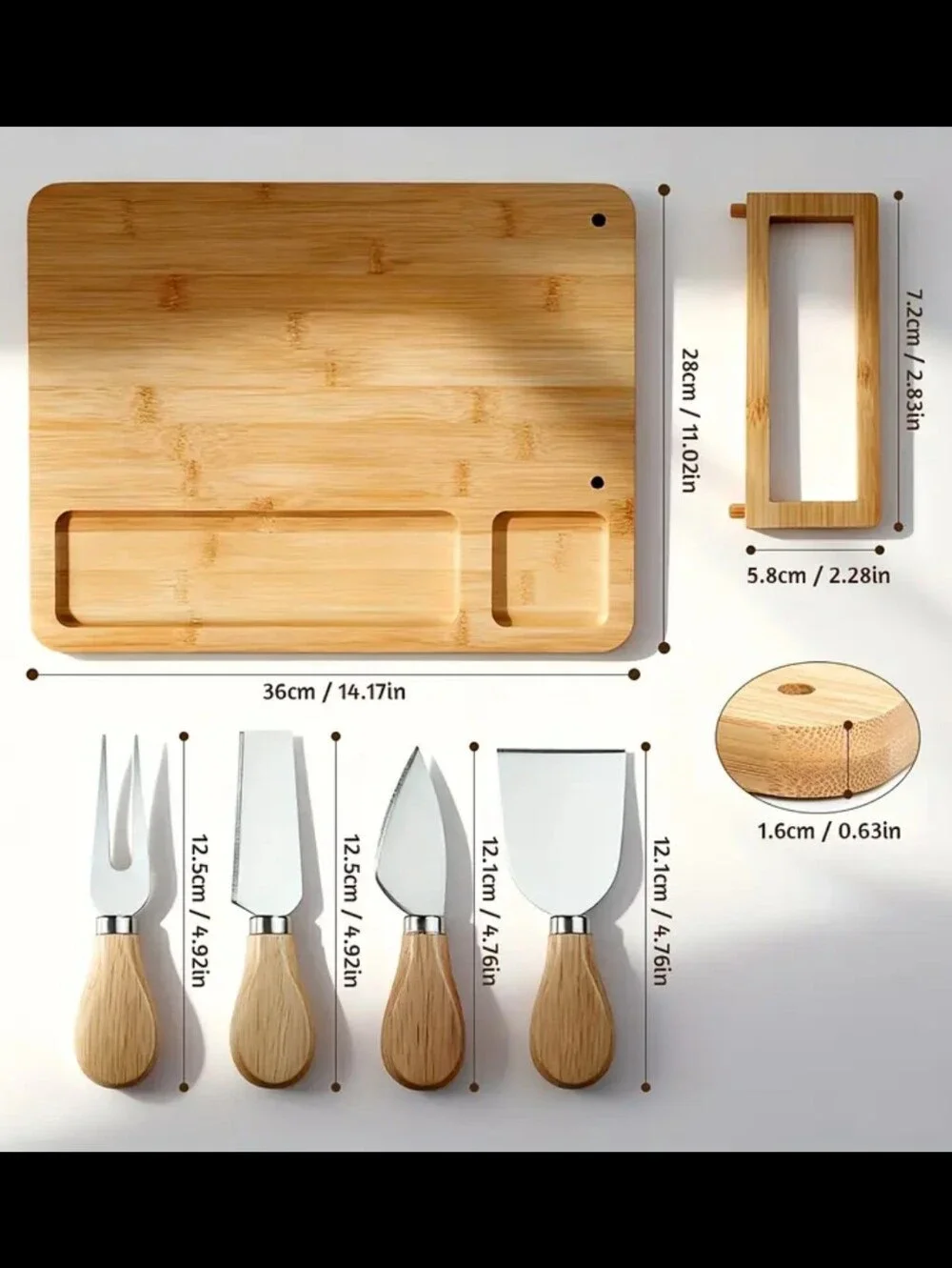Bamboo Charcuterie Board With Knife Set